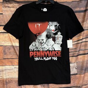 Pennywise IT Clown "You'll Float Too" Horror Movie Halloween Graphic T-Shirt S